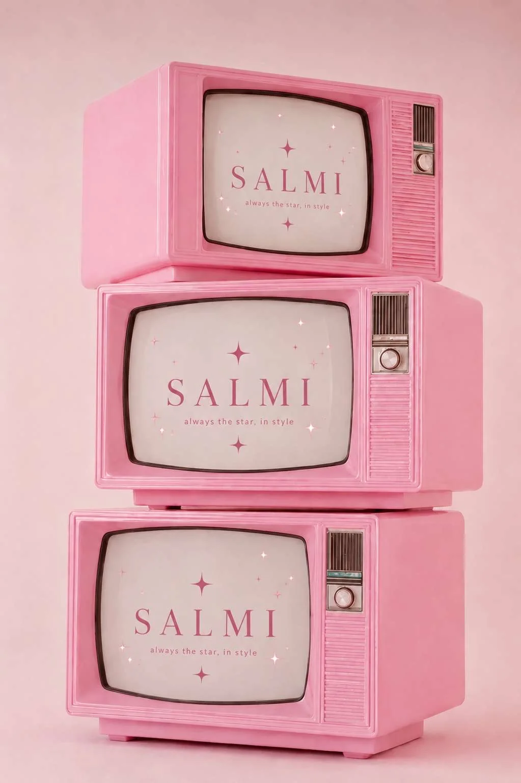 تلفزيونات وردية تحمل شعار SALMI ونجوم سالمي